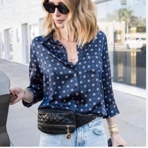 Anine Bing Billie Medallion-Print Silk Blouse